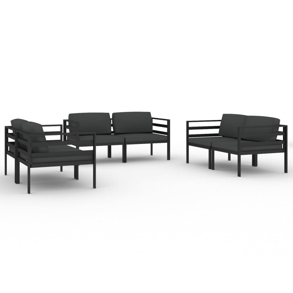 Set Divani da Giardino 6 pz con Cuscini in Alluminio Antracite | homemem39