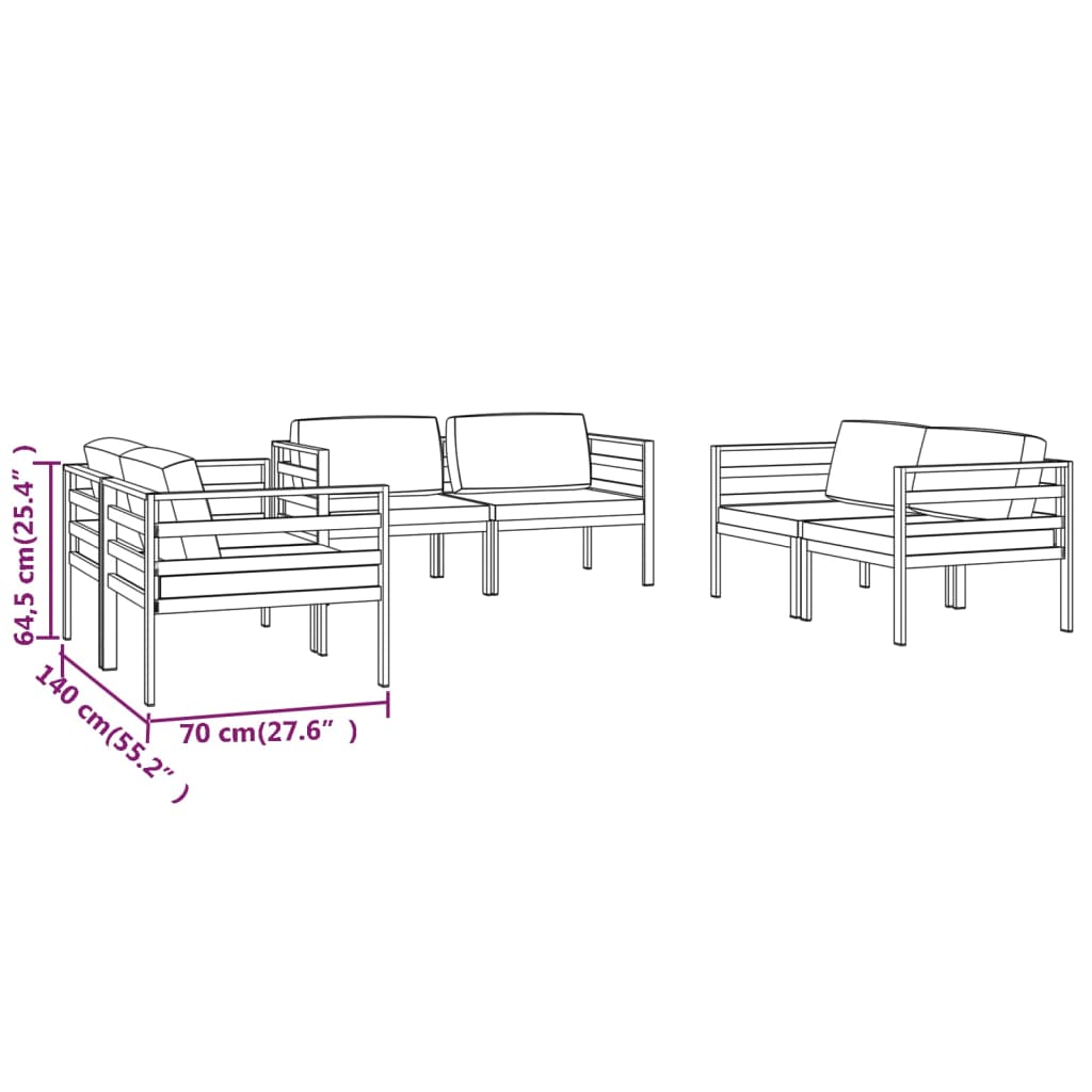 Set Divani da Giardino 6 pz con Cuscini in Alluminio Antracite | homemem39