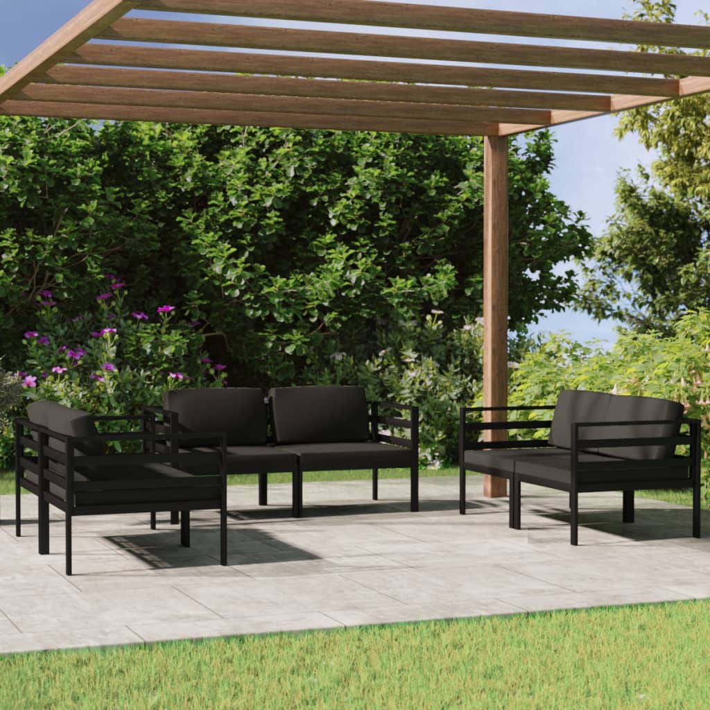 Set Divani da Giardino 6 pz con Cuscini in Alluminio Antracite | homemem39