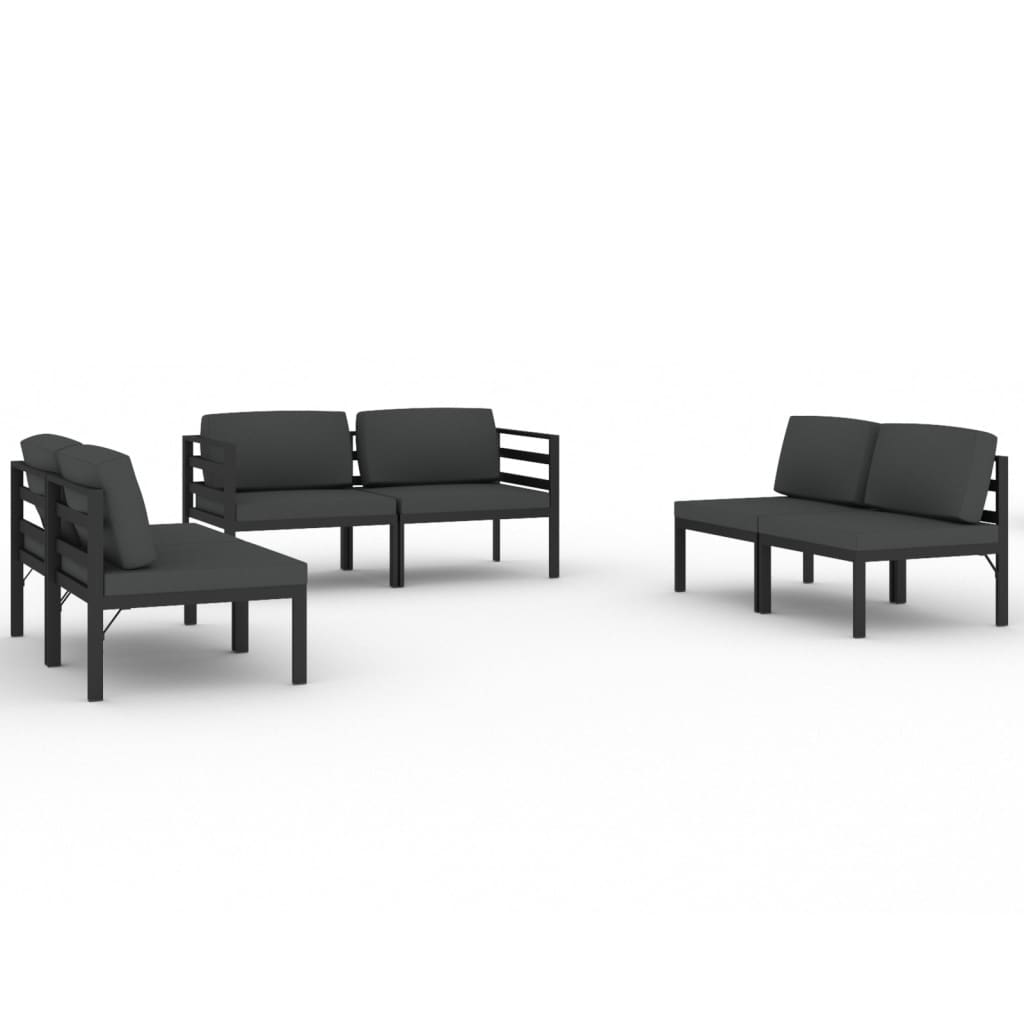 Set Divani da Giardino 6 pz con Cuscini in Alluminio Antracite | homemem39