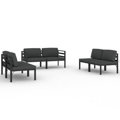Set Divani da Giardino 6 pz con Cuscini in Alluminio Antracite | homemem39