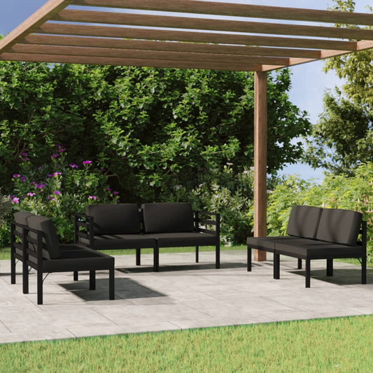 Set Divani da Giardino 6 pz con Cuscini in Alluminio Antracite - homemem39