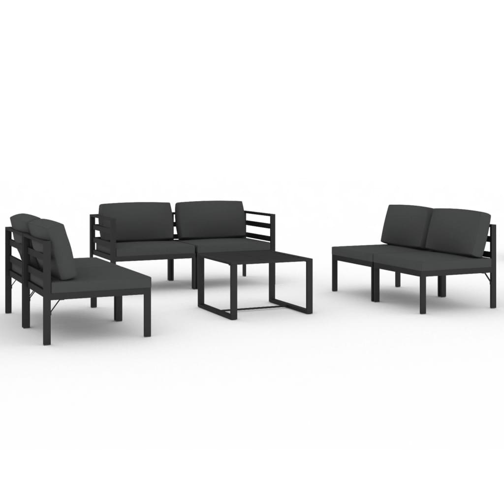 Set Divani da Giardino 7 pz con Cuscini in Alluminio Antracite | homemem39