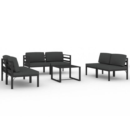 Set Divani da Giardino 7 pz con Cuscini in Alluminio Antracite | homemem39