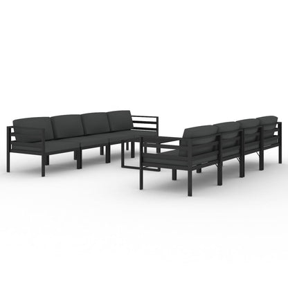 Set Divani da Giardino 9 pz con Cuscini in Alluminio Antracite | homemem39
