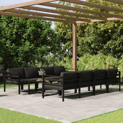 Set Divani da Giardino 9 pz con Cuscini in Alluminio Antracite - homemem39