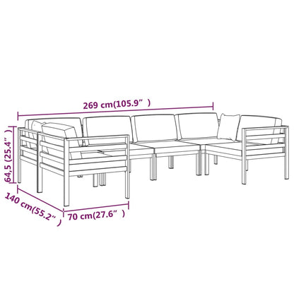 Set Divani da Giardino 6 pz con Cuscini in Alluminio Antracite | homemem39