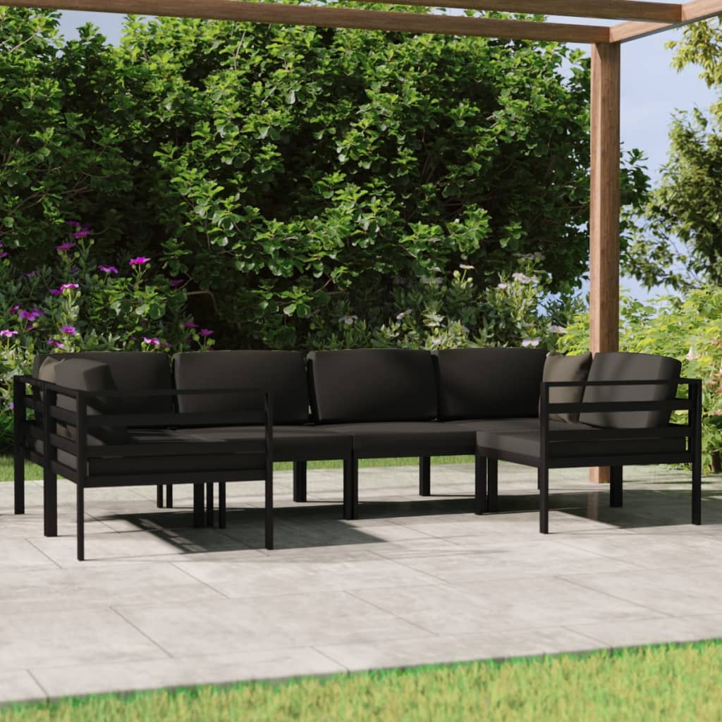Set Divani da Giardino 6 pz con Cuscini in Alluminio Antracite | homemem39