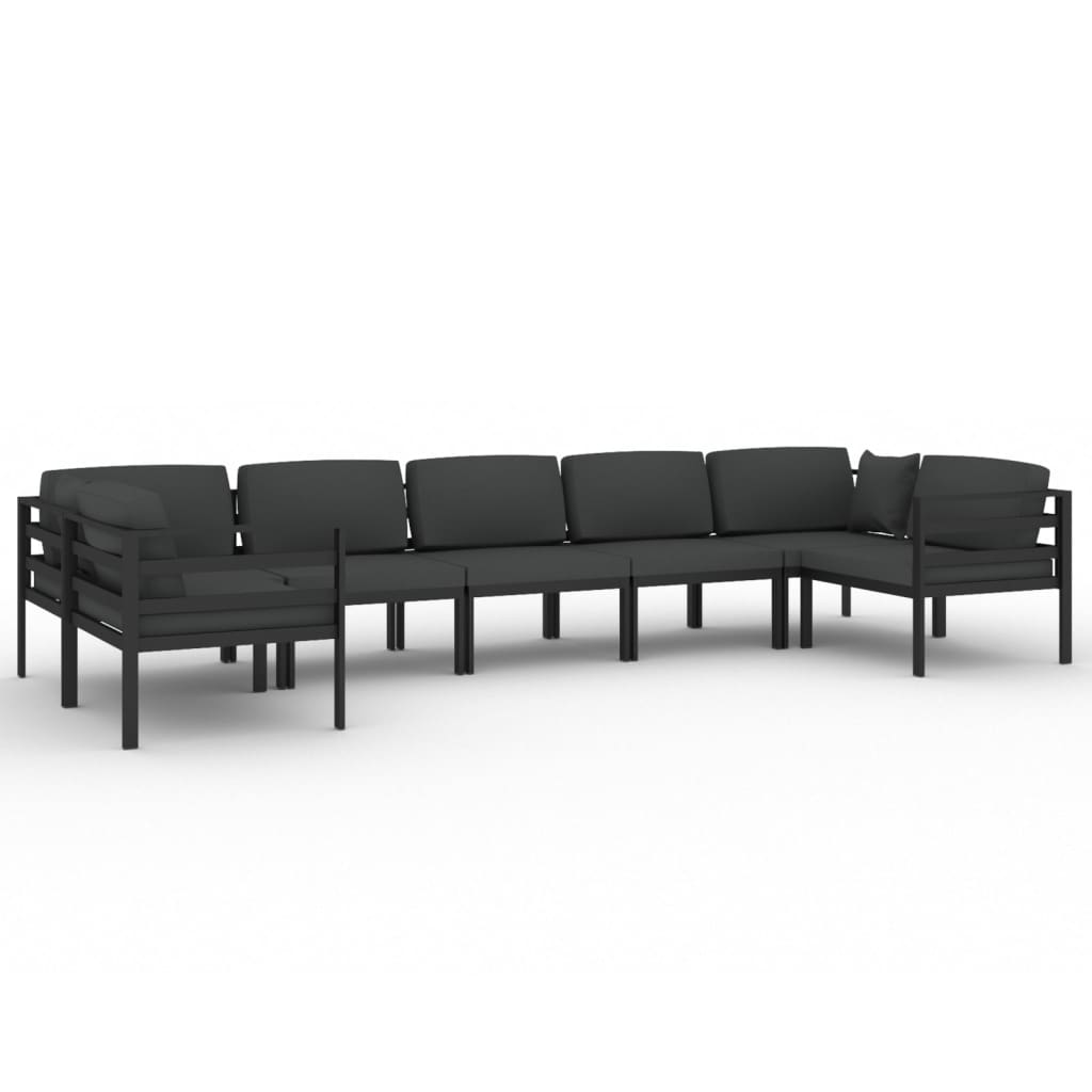Set Divani da Giardino 7 pz con Cuscini in Alluminio Antracite | homemem39
