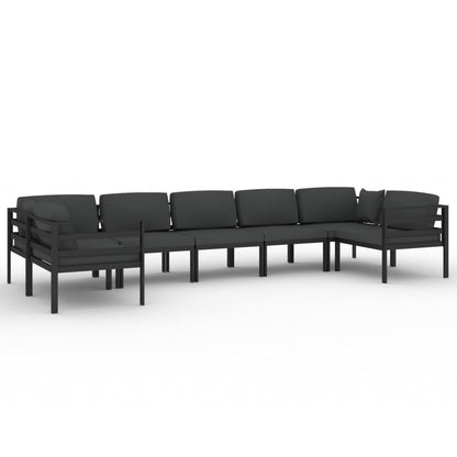 Set Divani da Giardino 7 pz con Cuscini in Alluminio Antracite | homemem39