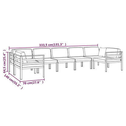 Set Divani da Giardino 7 pz con Cuscini in Alluminio Antracite | homemem39
