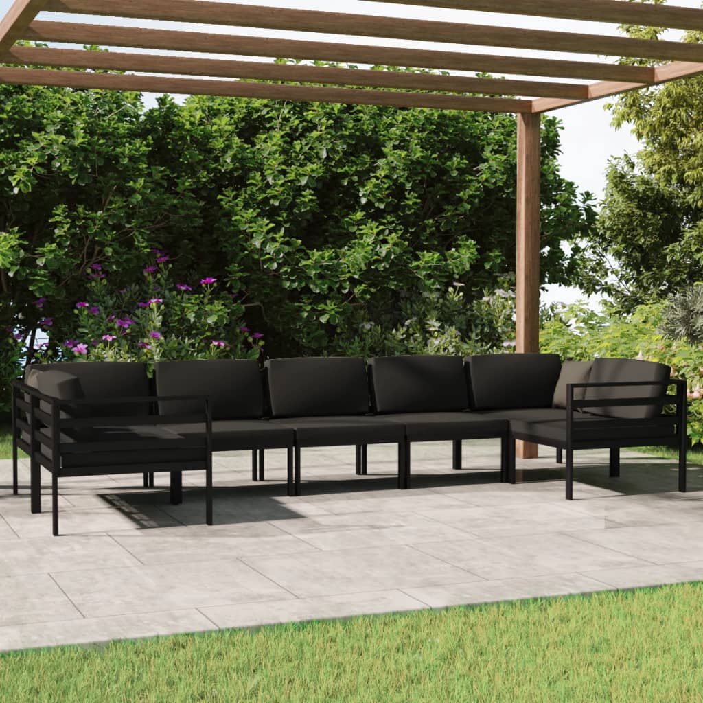 Set Divani da Giardino 7 pz con Cuscini in Alluminio Antracite | homemem39