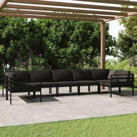 Set Divani da Giardino 7 pz con Cuscini in Alluminio Antracite - homemem39