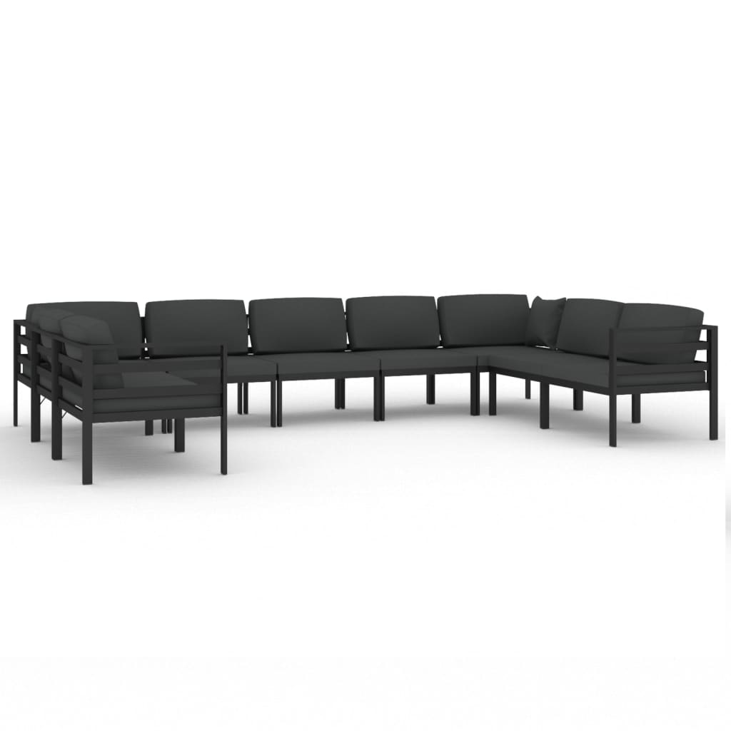 Set Divani da Giardino 9 pz con Cuscini in Alluminio Antracite | homemem39