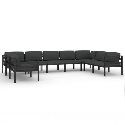 Set Divani da Giardino 9 pz con Cuscini in Alluminio Antracite | homemem39