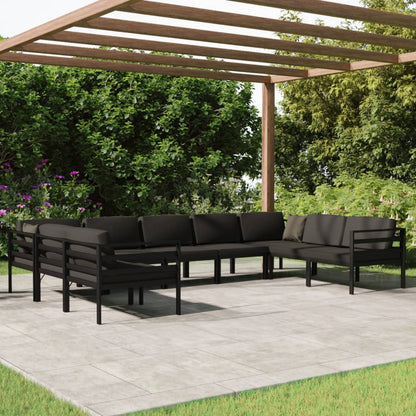 Set Divani da Giardino 9 pz con Cuscini in Alluminio Antracite | homemem39