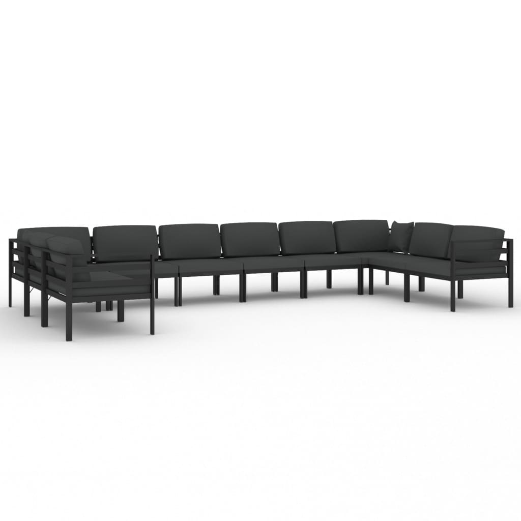 Set Divani da Giardino 10 pz con Cuscini in Alluminio Antracite | homemem39