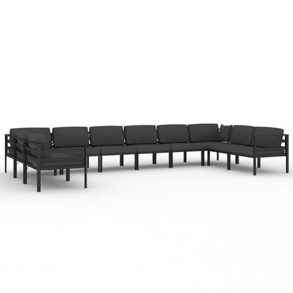 Set Divani da Giardino 10 pz con Cuscini in Alluminio Antracite | homemem39
