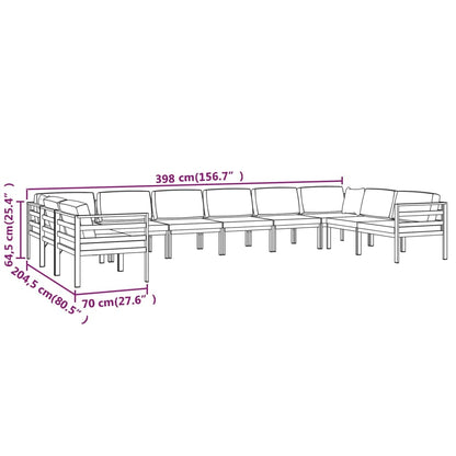 Set Divani da Giardino 10 pz con Cuscini in Alluminio Antracite | homemem39