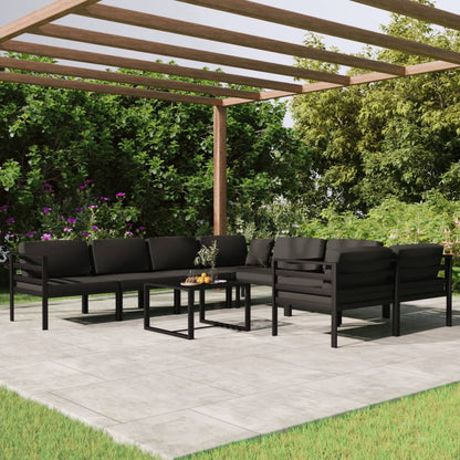 Set Divani da Giardino 9 pz con Cuscini in Alluminio Antracite | homemem39