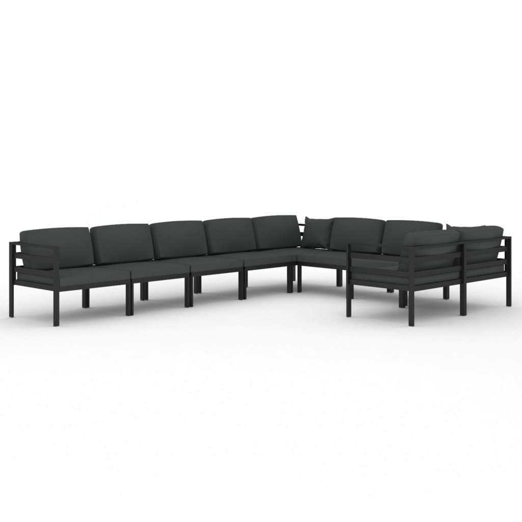 Set Divani da Giardino 9 pz con Cuscini in Alluminio Antracite | homemem39