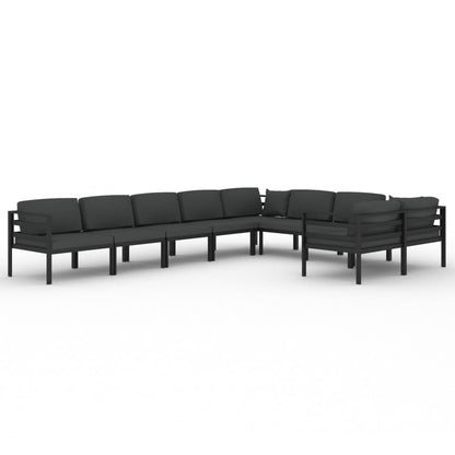 Set Divani da Giardino 9 pz con Cuscini in Alluminio Antracite | homemem39