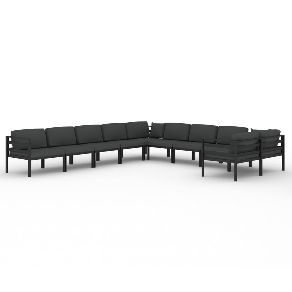 Set Divani da Giardino 10 pz con Cuscini in Alluminio Antracite | homemem39