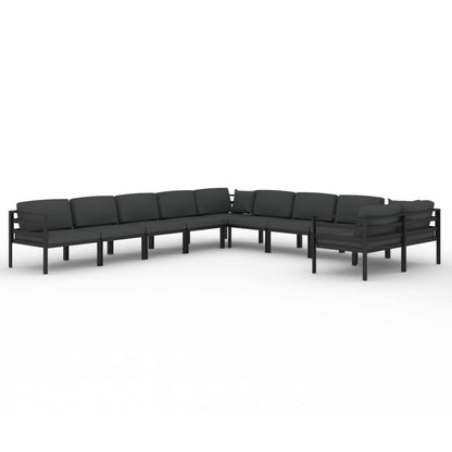 Set Divani da Giardino 10 pz con Cuscini in Alluminio Antracite | homemem39