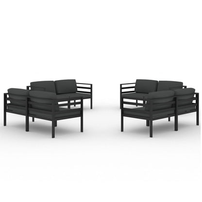 Set Divani da Giardino 8 pz con Cuscini in Alluminio Antracite | homemem39