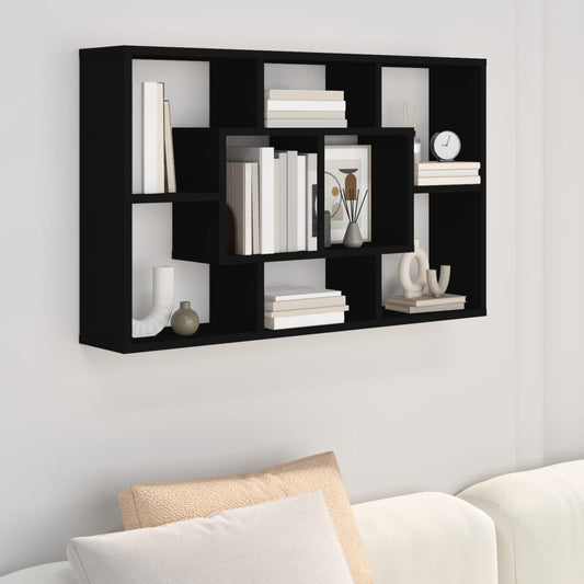 Scaffale a Parete Nero 85x16x52,5 cm in Legno Multistrato - homemem39