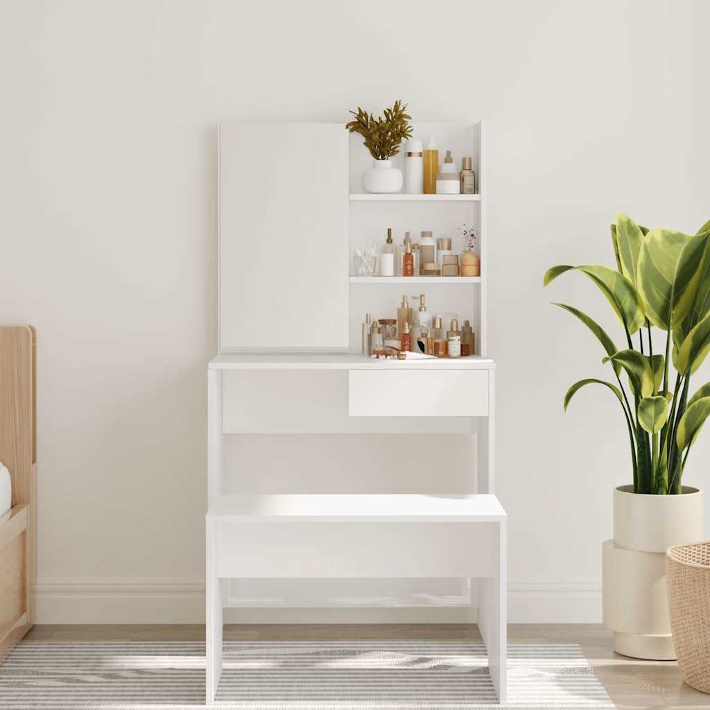 Toeletta con Specchio Bianco lucido 74,5x40x141 cm | homemem39