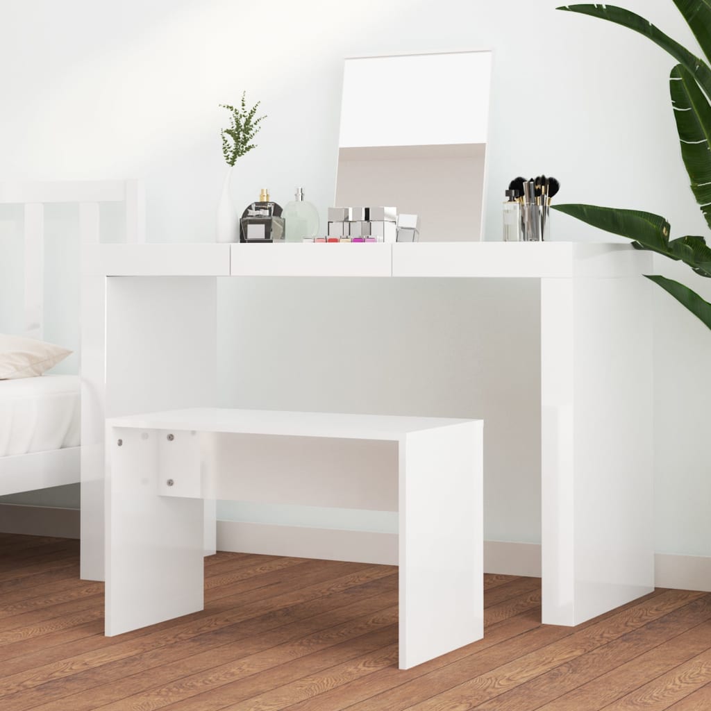 Sgabello da Toeletta Bianco Lucido 70x35x45cm Legno Multistrato - homemem39