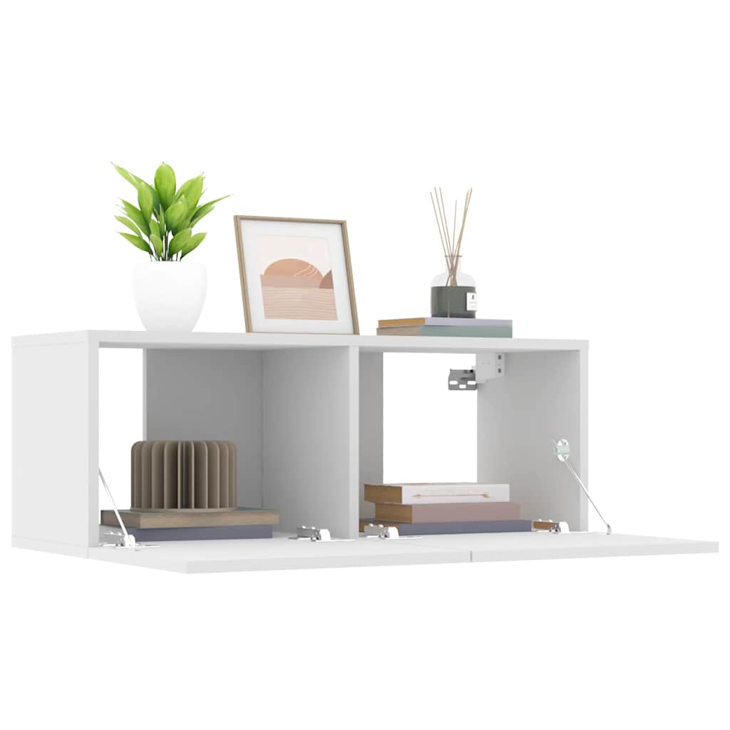 Mobili TV 2 pz Bianchi 80x30x30 cm in Legno Multistrato - homemem39