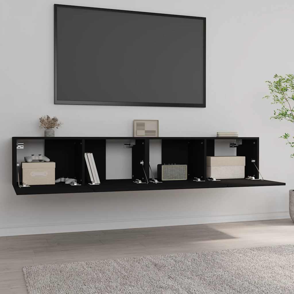 Mobili Porta TV 2 pz Neri 80x30x30 cm in Legno Multistrato - homemem39
