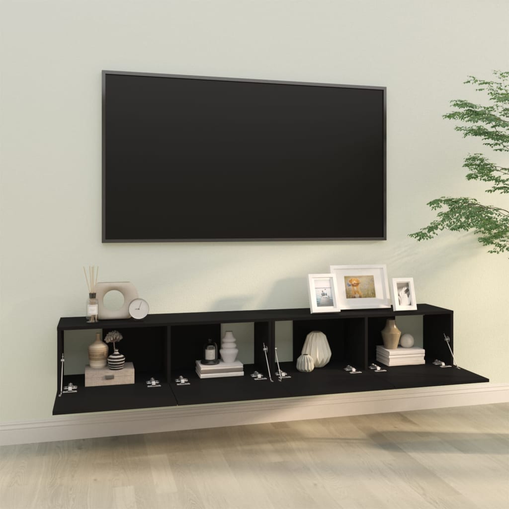 Mobili TV da Parete 2 pz Neri 100x30x30 cm Legno Multistrato - homemem39