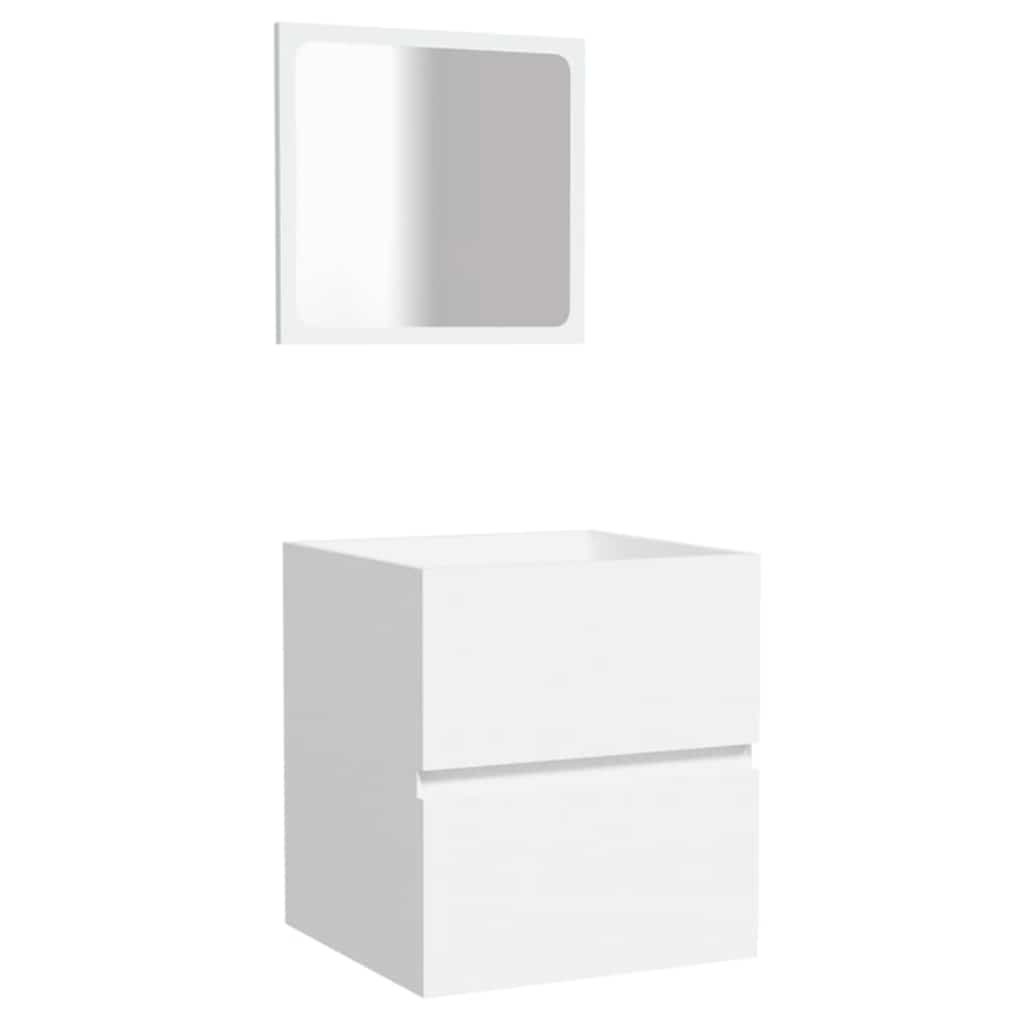 Mobile da Bagno con Specchio Bianco in Legno Multistrato