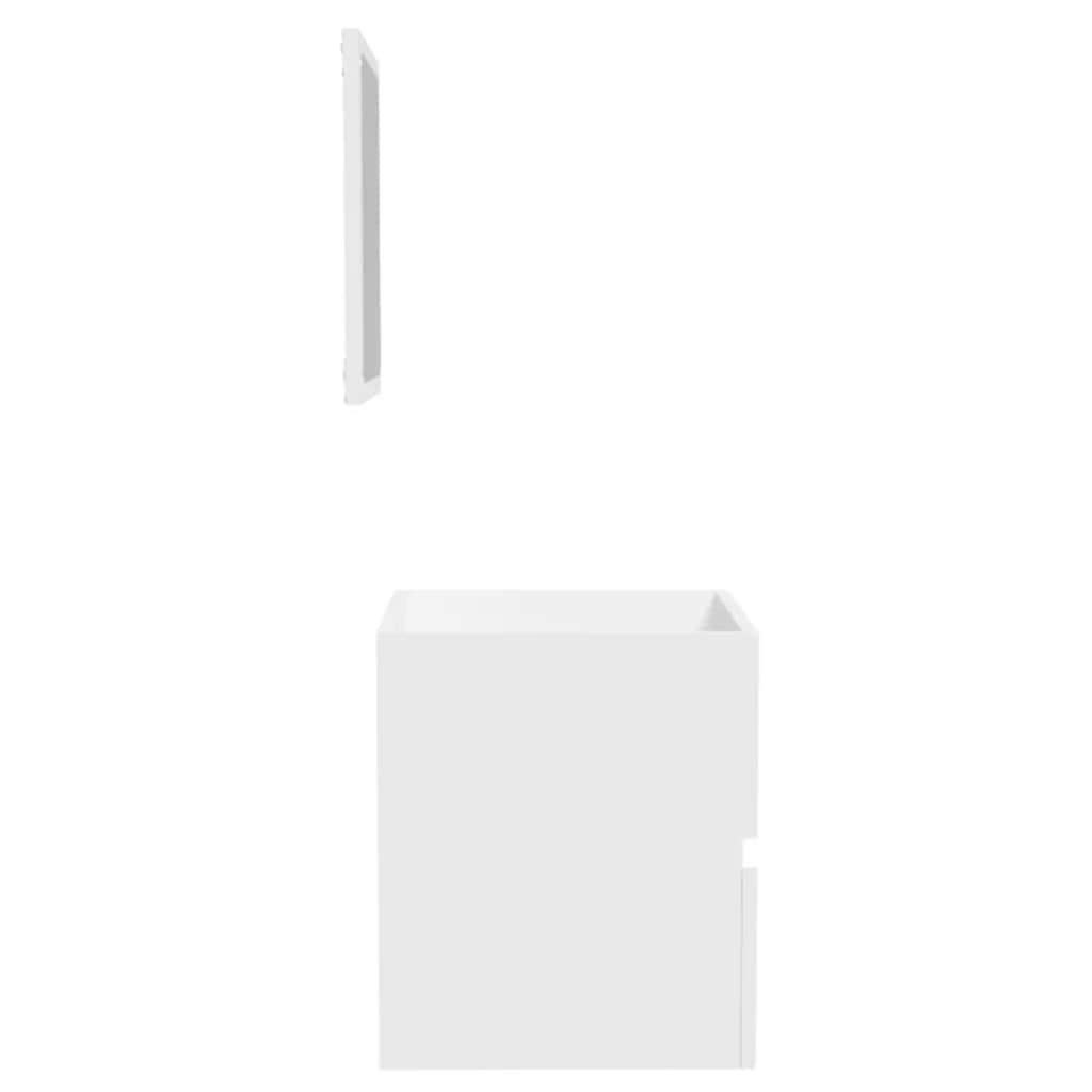 Mobile da Bagno con Specchio Bianco in Legno Multistrato | homemem39