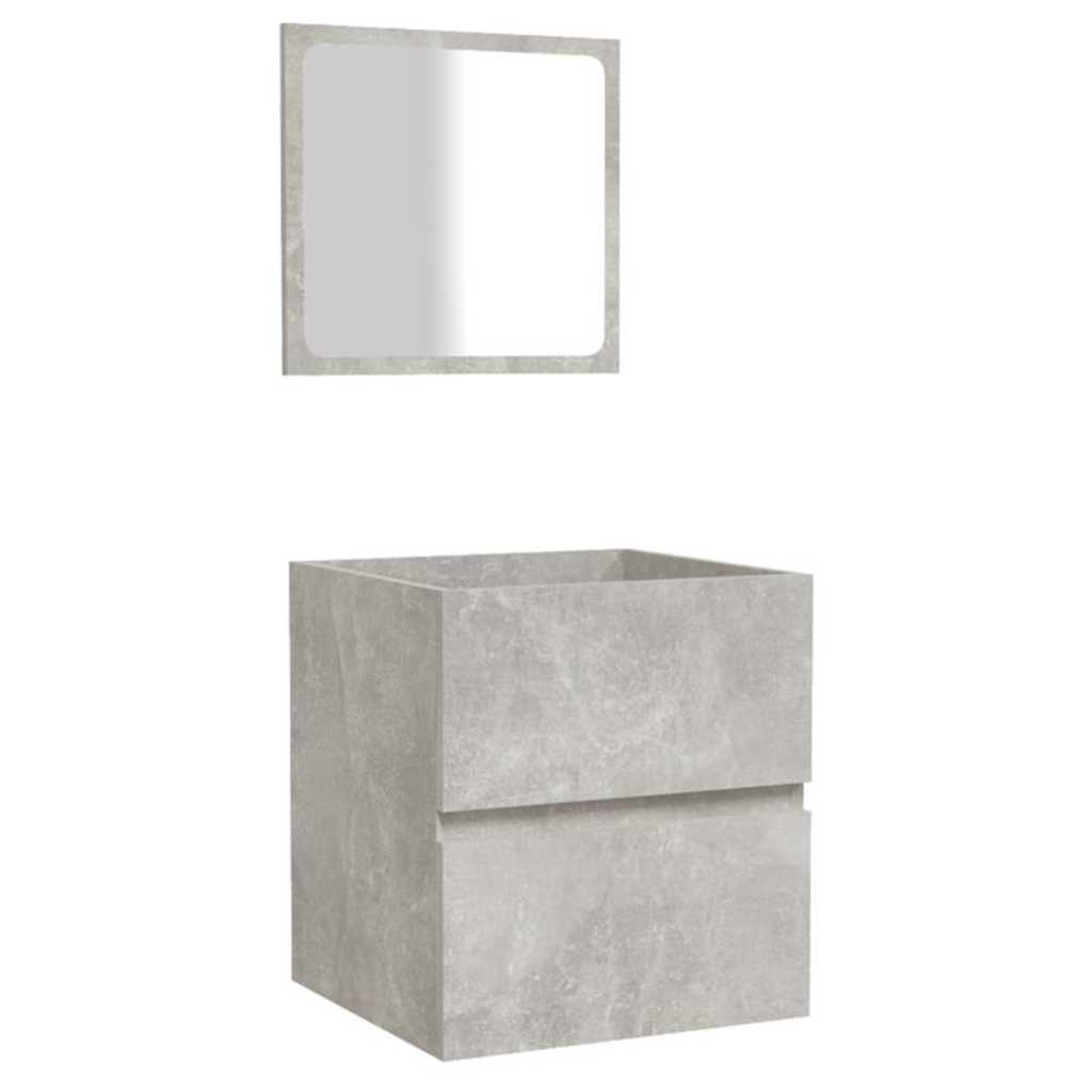 Mobile da Bagno con Specchio Grigio Cemento Legno Multistrato
