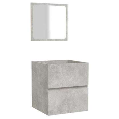 Mobile da Bagno con Specchio Grigio Cemento Legno Multistrato