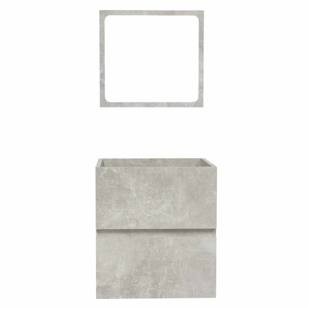 Mobile da Bagno con Specchio Grigio Cemento Legno Multistrato