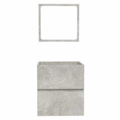 Mobile da Bagno con Specchio Grigio Cemento Legno Multistrato
