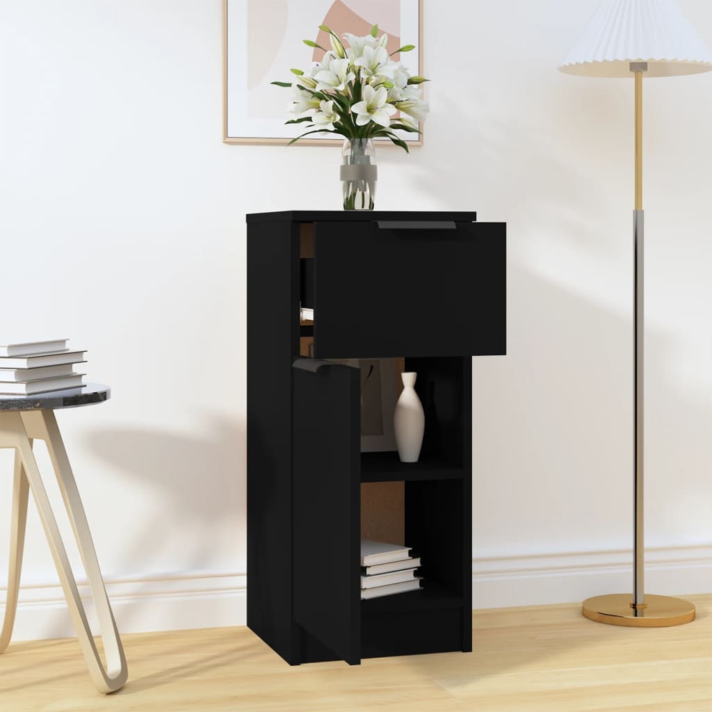 Credenza Nera 30x30x70 cm in Legno Multistrato - homemem39