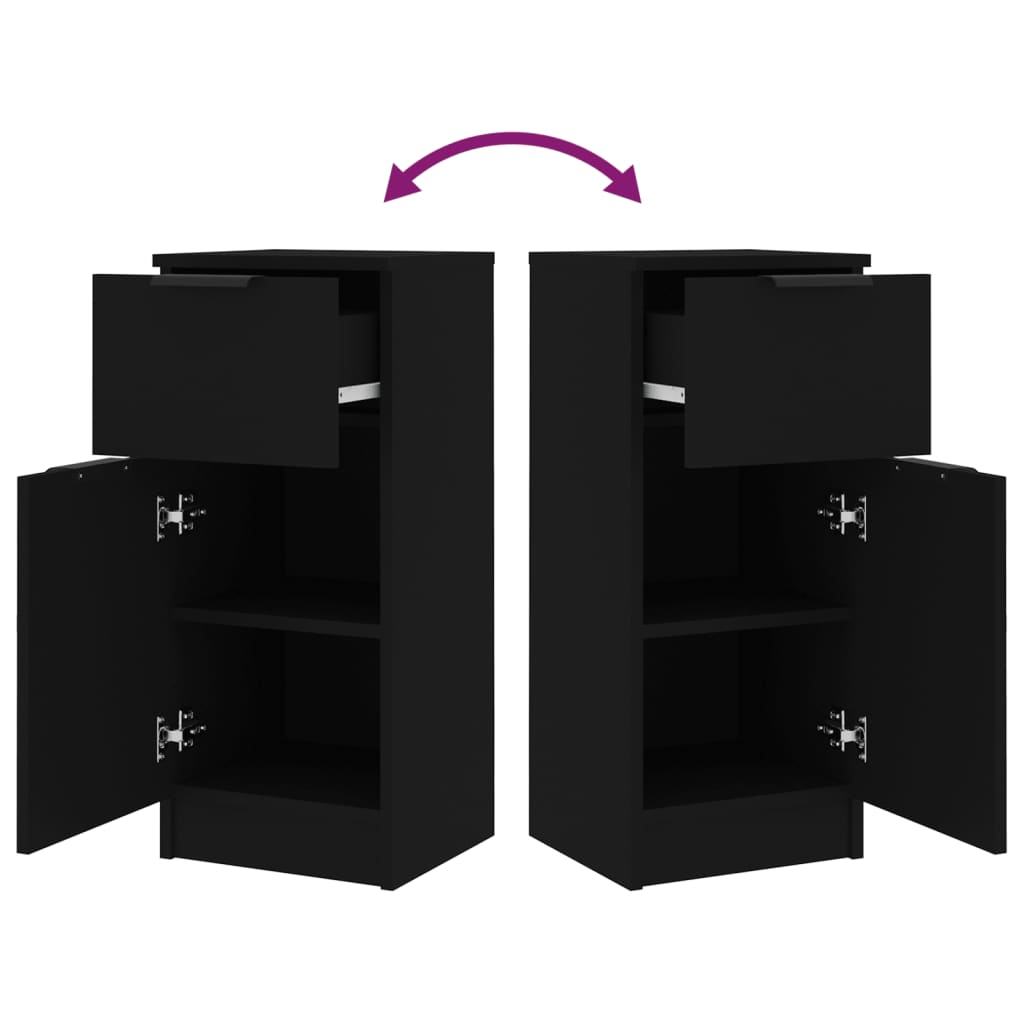 Credenze 2 pz Nere 30x30x70 cm in Legno Multistrato - homemem39