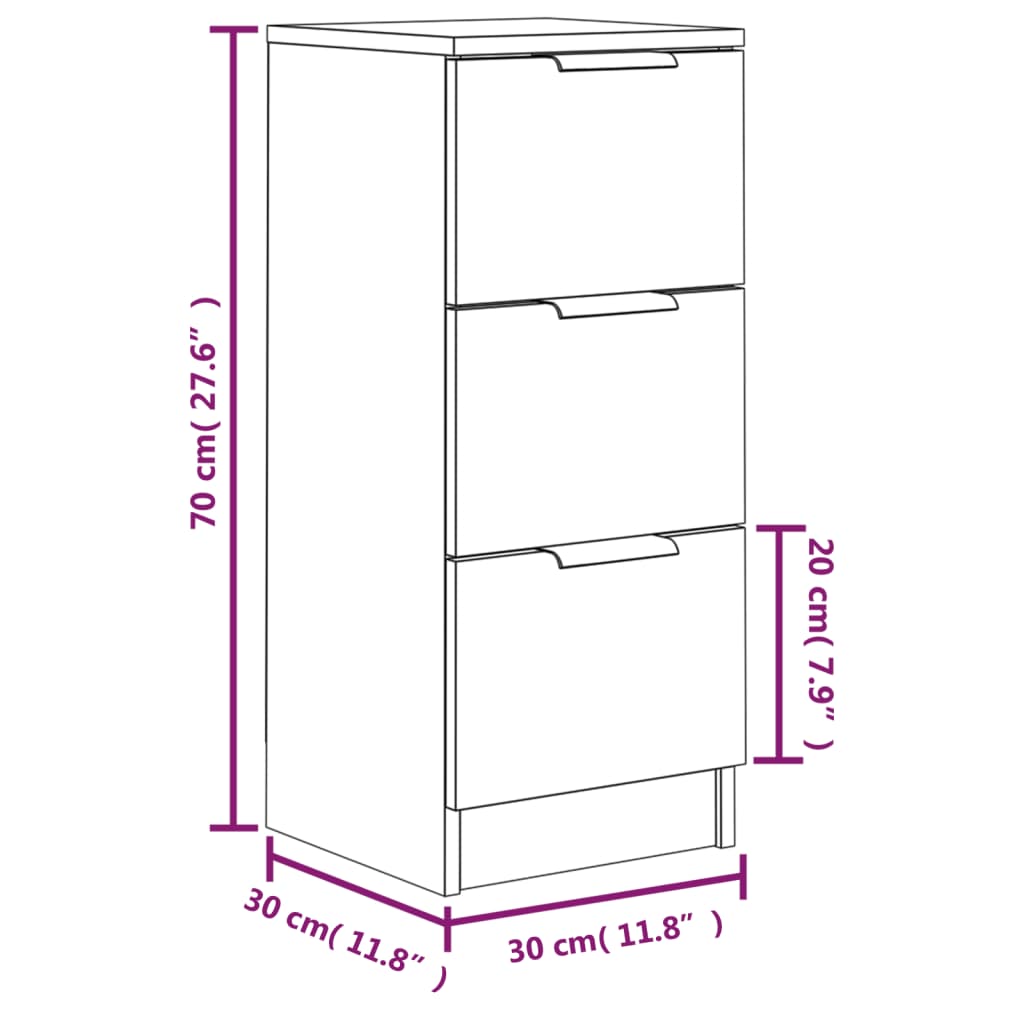 Credenza Grigio Cemento 30x30x70 cm in Legno Multistrato