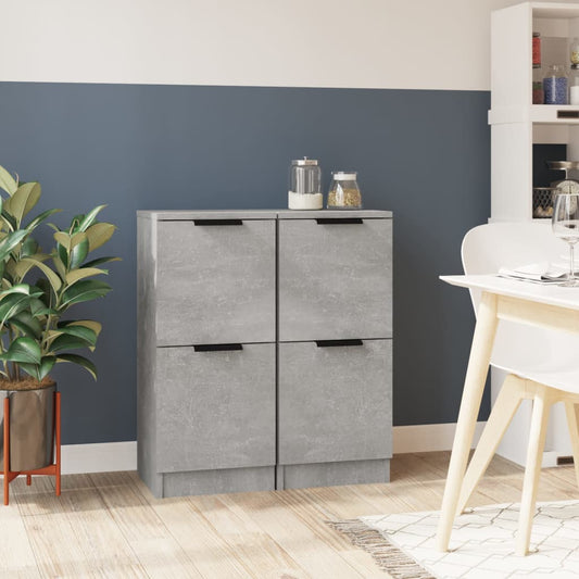 Credenze 2 pz Grigio Cemento 30x30x70 cm in Legno Multistrato - homemem39