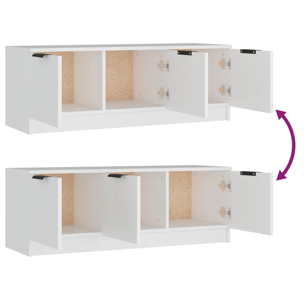 Mobile Porta TV Bianco 102x35x36,5 cm in Legno Multistrato - homemem39