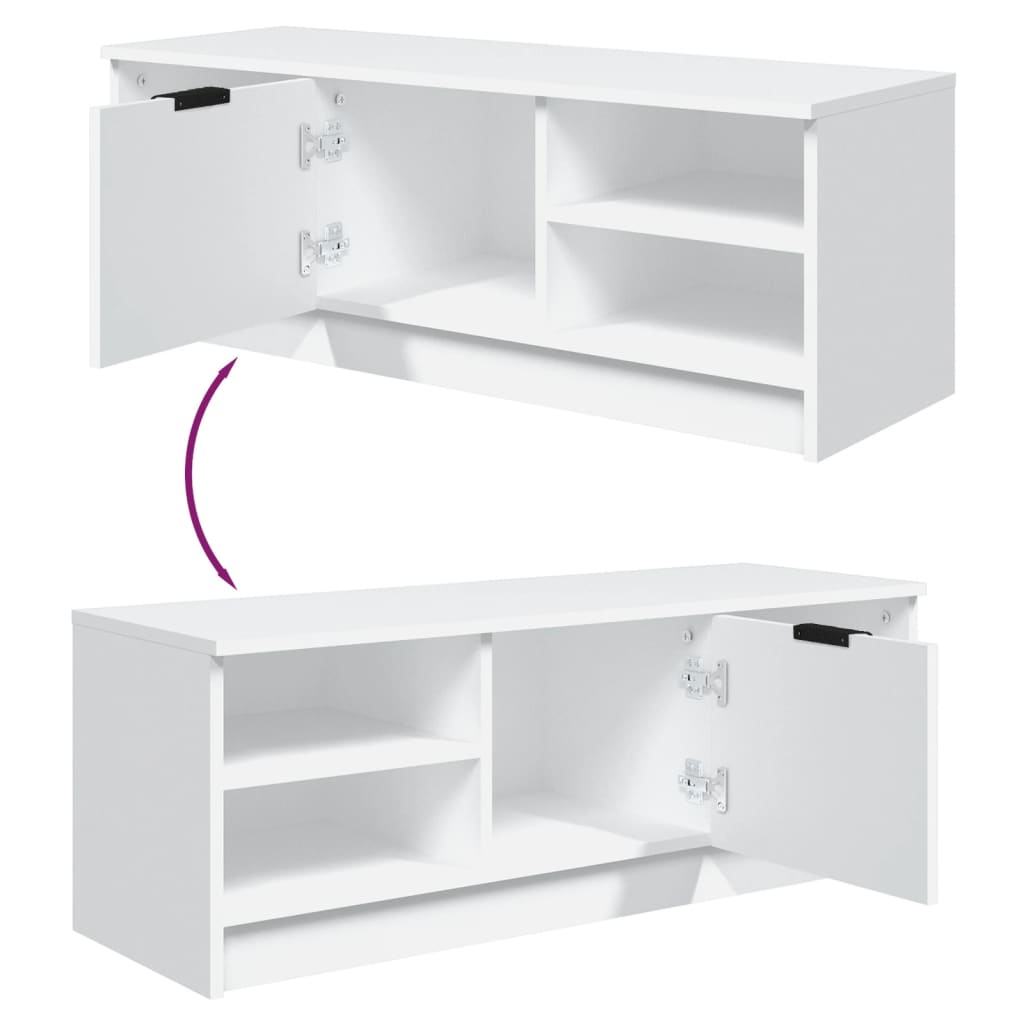 Mobile Porta TV Bianco 102x35,5x36,5 cm in Legno Multistrato - homemem39