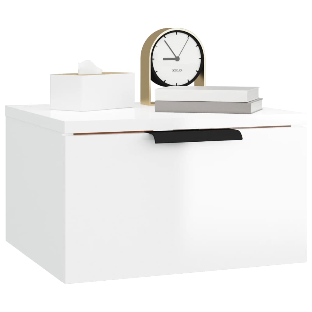 Comodino a Muro Bianco Lucido 34x30x20 cm - homemem39