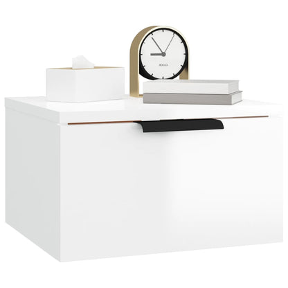 Comodino a Muro Bianco Lucido 34x30x20 cm - homemem39