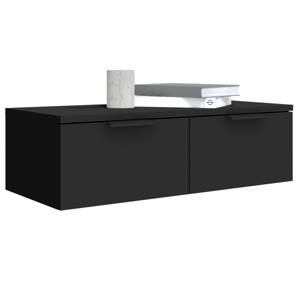 Mobile a Parete Nero 68x30x20 cm in Legno Multistrato - homemem39